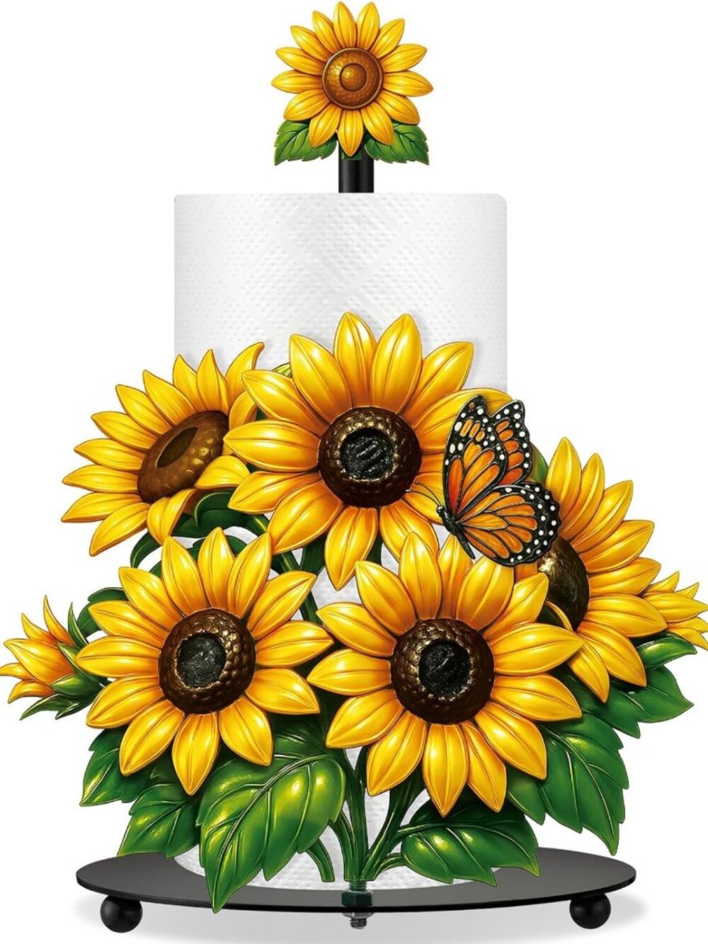 Sunflower Gnome Paper Towel Holder - Rustic Kitchen Decor & Summer Gift